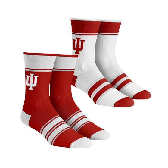 Men's and Women's Socks Indiana Hoosiers Multi-Stripe 2-Pack Team Crew Sock Set