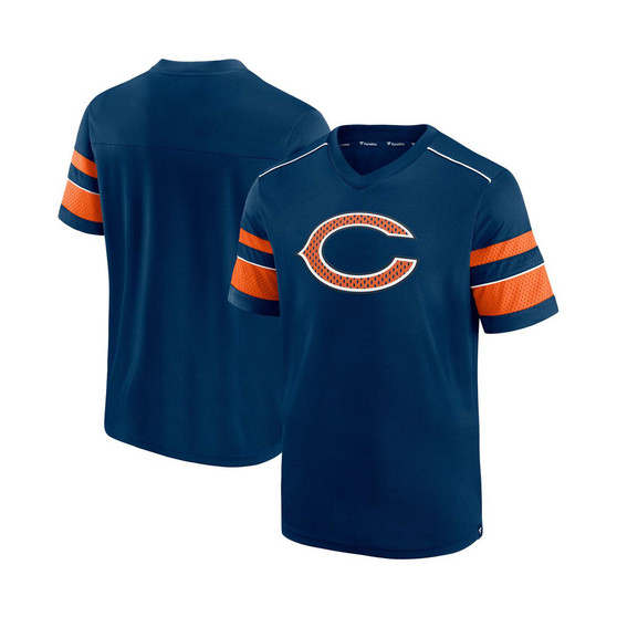 Men's Navy Chicago Bears Textured Hashmark V-Neck T-shirt