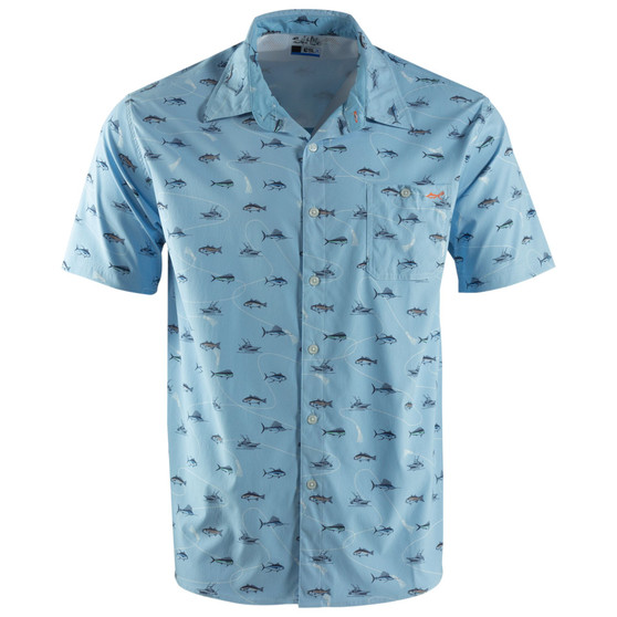 Men's Salt Life Bite On Short-Sleeve Button-Up Patterned Shirt