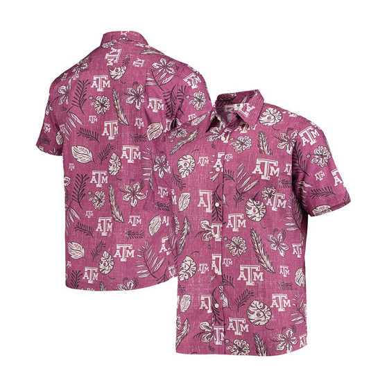 Men's Maroon Texas A M Aggies Vintage-Like Floral Button-Up Shirt