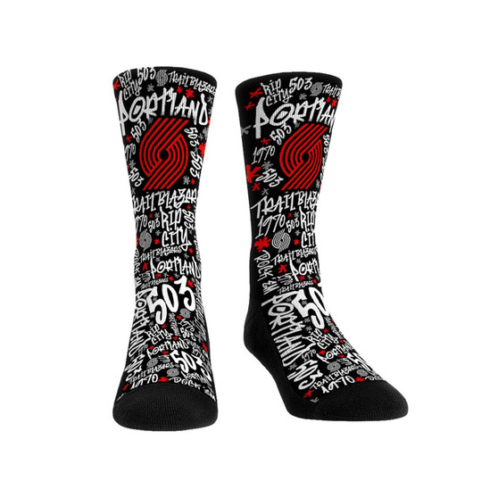 Men's and Women's Socks Portland Trail Blazers Graffiti Crew Socks