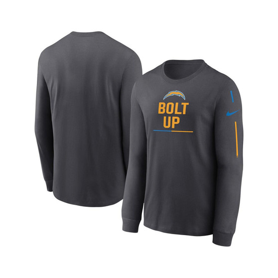 Men's Anthracite Los Angeles Chargers Team Slogan Long Sleeve T-shirt