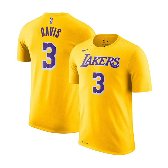 Men's Anthony Davis Yellow Los Angeles Lakers 2019,2020 Name & Number Performance T-shirt