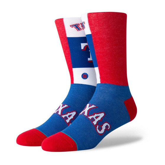 Men's Red Texas Rangers Pop Fly Logo Crew Socks