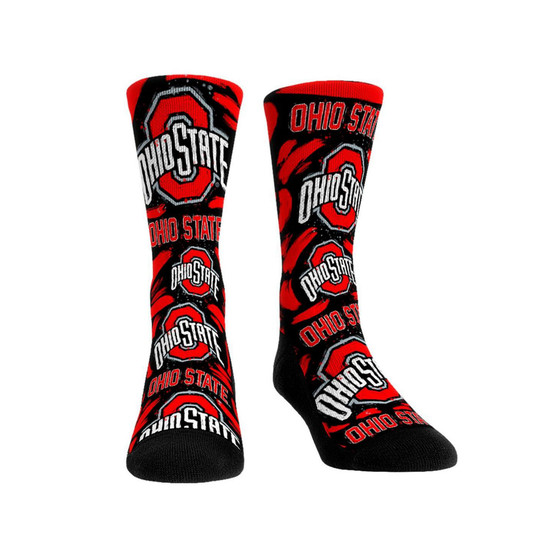 Men's and Women's Socks Ohio State Buckeyes Allover Logo and Paint Crew Socks