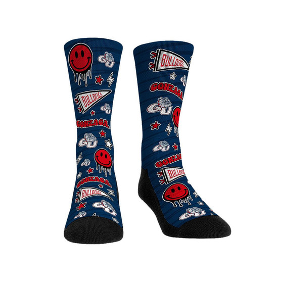 Men's and Women's Socks Gonzaga Bulldogs Smiley Stickers Crew Socks