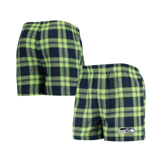 Men's College Navy, Neon Green Seattle Seahawks Takeaway Flannel Boxers