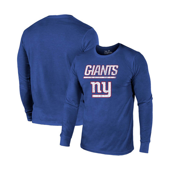 New York Giants Lockup Tri-Blend Long Sleeve T-shirt - Royal