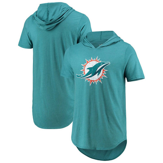 Men's Aqua Miami Dolphins Primary Logo Tri-Blend Hoodie T-shirt