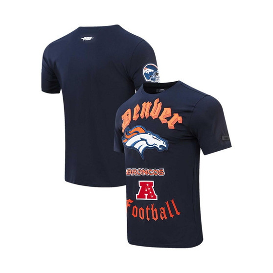 Men's Navy Denver Broncos Old English T-shirt