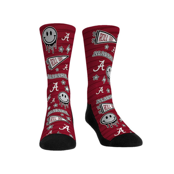 Men's and Women's Socks Alabama Crimson Tide Smiley Stickers Crew Socks
