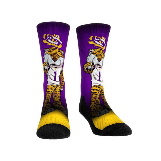 Men's and Women's Socks LSU Tigers Mascot Pump Up Crew Socks