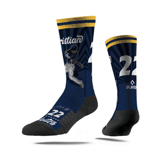 Men's Christian Yelich Milwaukee Brewers Premium Retro Full Sub Crew Socks