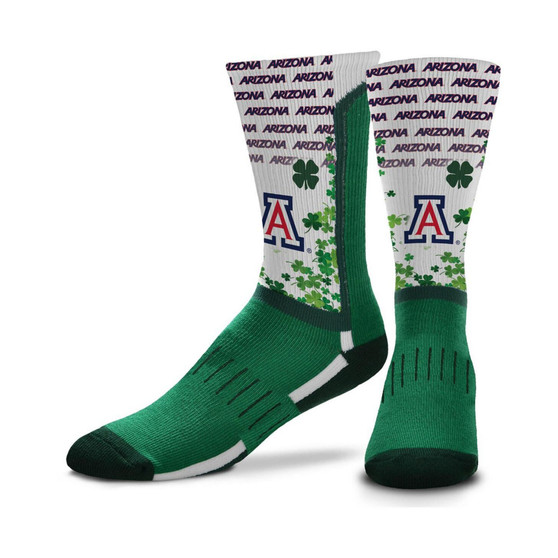 Men's Arizona Wildcats Four Leaf St. Patrick's Day V-Curve Crew Socks