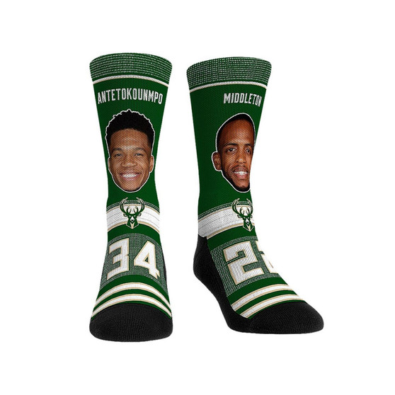 Men's and Women's Socks Giannis Antetokounmpo and Khris Middleton Milwaukee Bucks Teammates Player Crew Socks