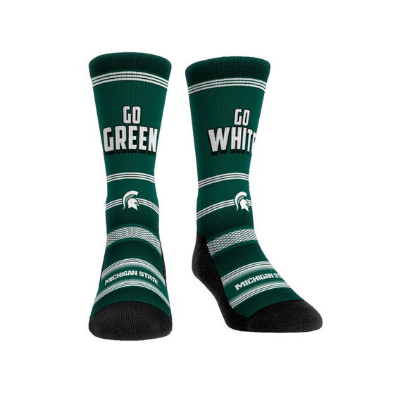 Men's and Women's Socks Michigan State Spartans Team Slogan Crew Socks