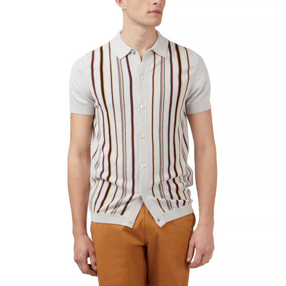 Men's All-Cotton Stripe Polo Shirt