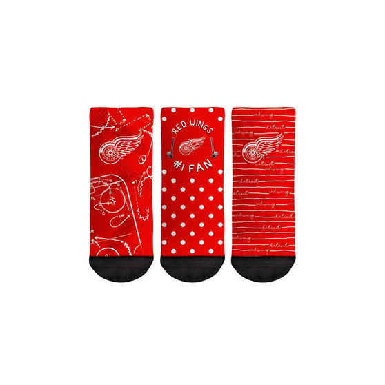 Toddler Boys and Girls Socks Detroit Red Wings #1 Fan 3-Pack Crew Socks Set