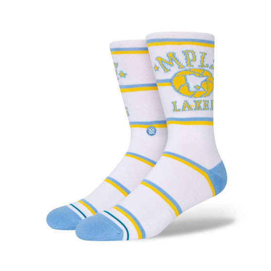 Men's Los Angeles Lakers Hardwood Classics Stripes Crew Socks