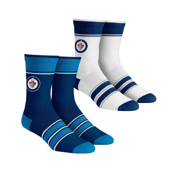 Men's and Women's Socks Winnipeg Jets Multi-Stripe 2-Pack Team Crew Sock Set