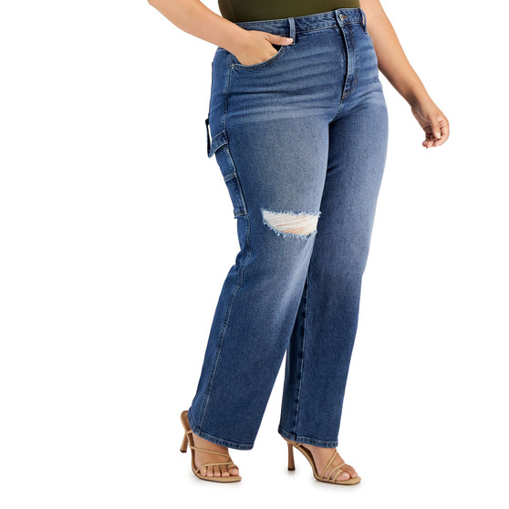 Trendy Plus Size Wide-Leg Carpenter Jeans