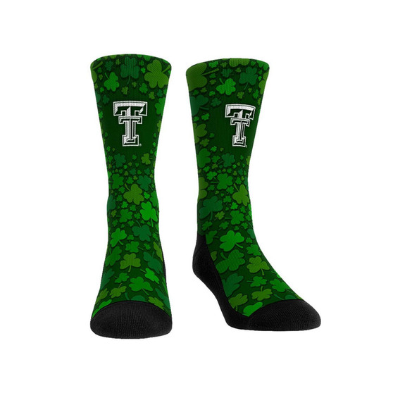 Men's and Women's Socks Texas Tech Red Raiders St. Patrick's Day Shamrock Crew Socks