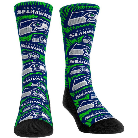 Men's Seattle Seahawks Logo Sketch Multi Crew Socks
