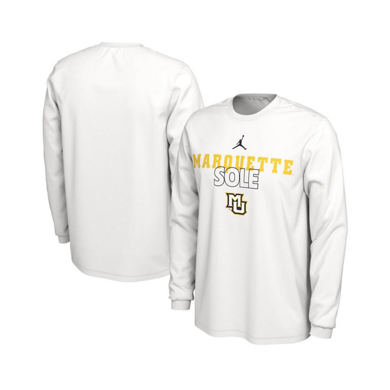 Men's Brand White Marquette Golden Eagles On Court Long Sleeve T-shirt