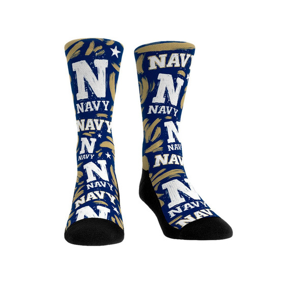 Men's and Women's Socks Navy Midshipmen Allover Logo and Paint Crew Socks