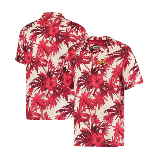 Men's Cardinal Iowa State Cyclones Harbor Island Hibiscus Button-Up Shirt