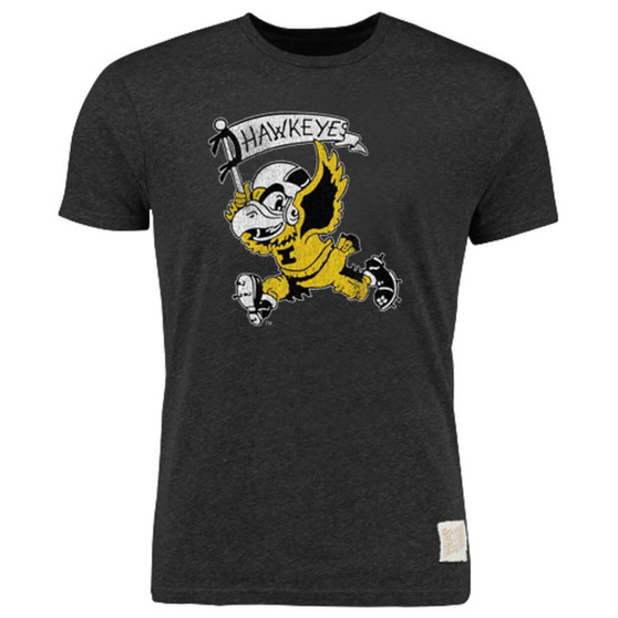 Men's Heather Black Iowa Hawkeyes Vintage-Like Herky Tri-Blend T-shirt