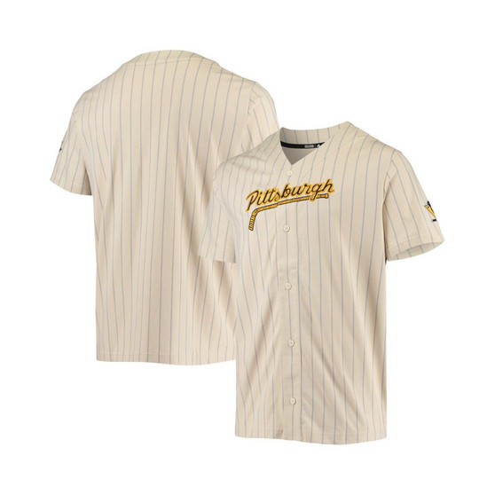 Men's Cream Pittsburgh Penguins Baseball Button-Up Shirt