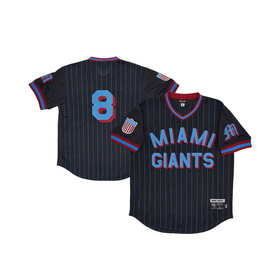 Men's #8 Black Miami Giants Mesh Replica V-Neck Jersey