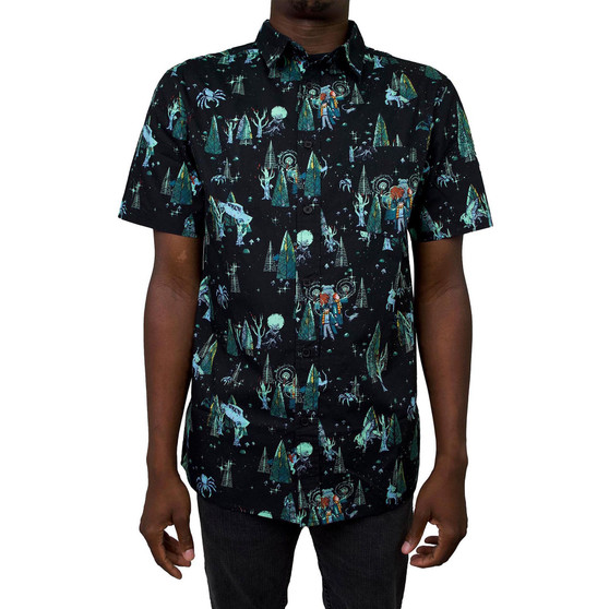 Men's Forbidden Forest Pattern Short Sleeves Woven Shirt