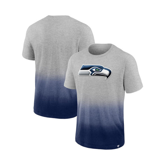 Men's Branded Heathered Gray, College Navy Seattle Seahawks Team Ombre T-shirt