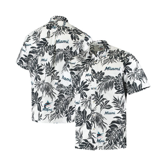 Men's White Miami Marlins Aloha Button-Down Shirt