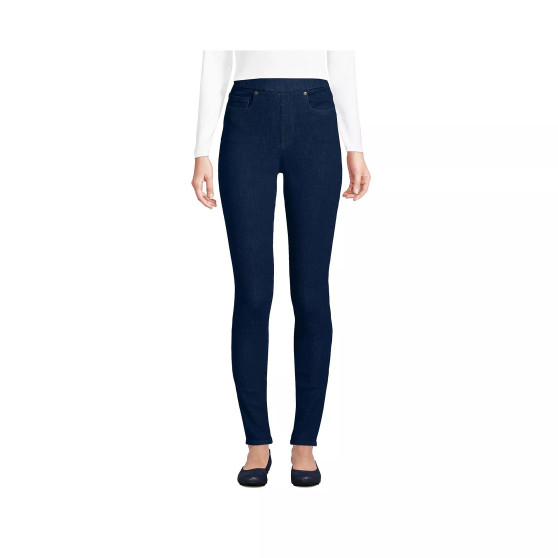 Women's Petite High Rise Elastic Waist Pull On Skinny Legging Jeans