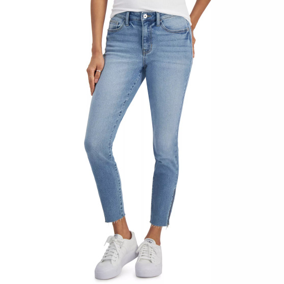 Juniors' Mid-Rise Skinny Ankle Jeans with Ankle Zipper Detail
