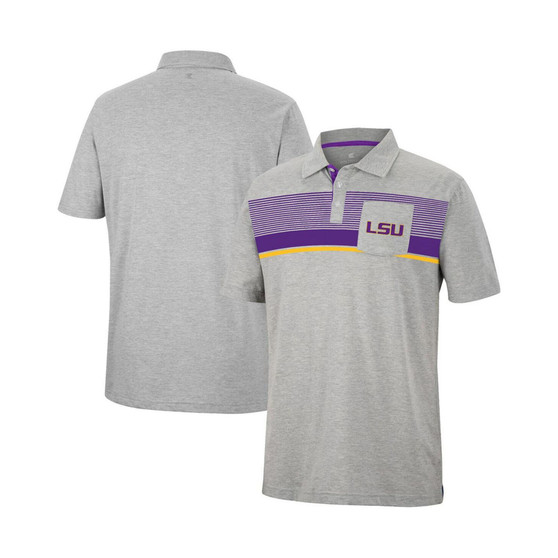 Men's Heathered Gray LSU Tigers Golfer Pocket Polo Shirt