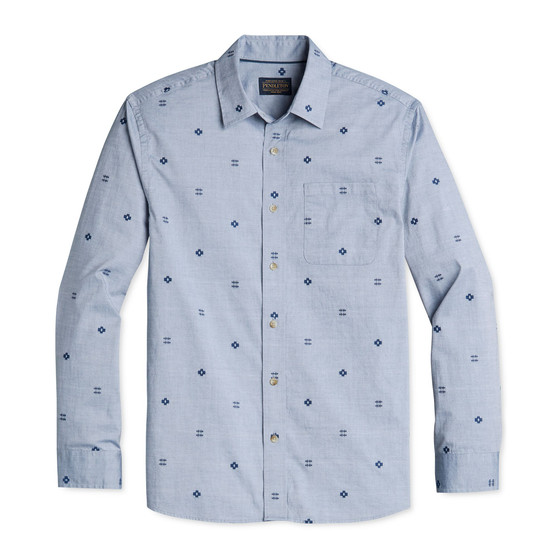Men's Carson Geo Jacquard Button-Down Chambray Shirt