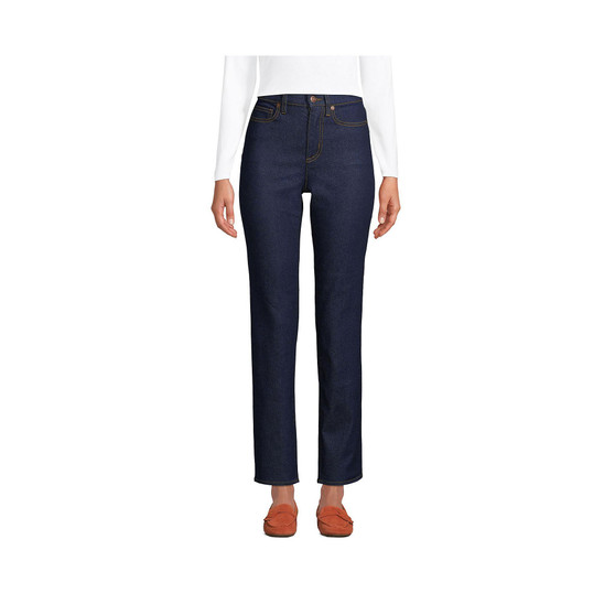 Women's Petite Recover High Rise Straight Leg Ankle Blue Jeans