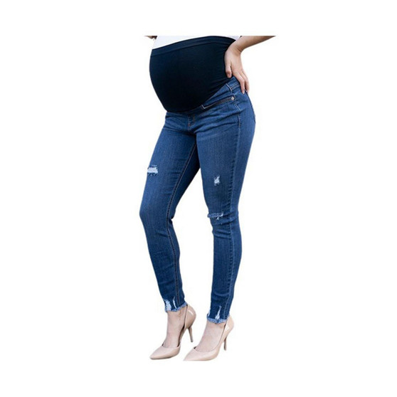 Raw Hem Destructed Maternity Jean