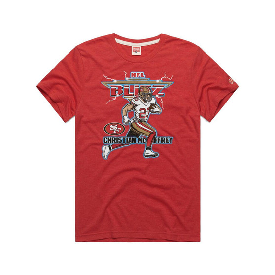 Men's Christian McCaffrey Scarlet San Francisco 49ers NFL Blitz Player Tri-Blend T-shirt