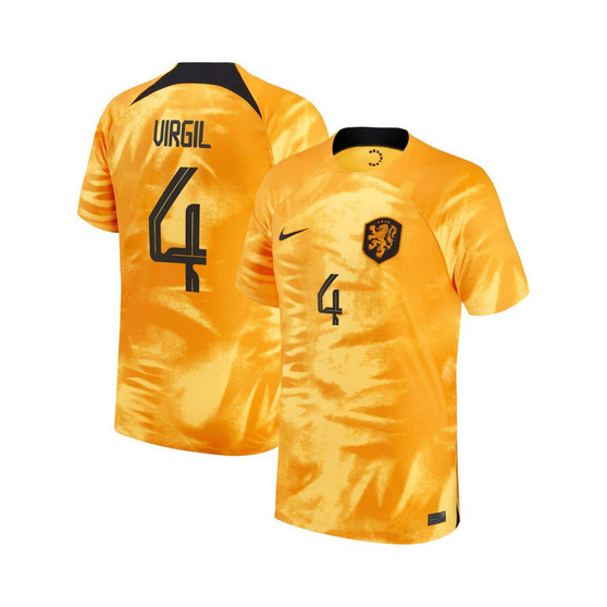 Men's Virgil Van Dijk Orange Netherlands National Team 2022/23 Home Breathe Stadium Replica Player Jersey