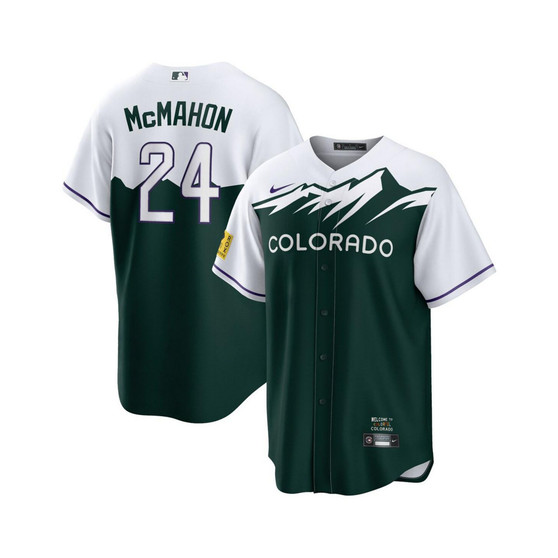 Men's Ryan McMahon White, Forest Green Colorado Rockies City Connect Replica Player Jersey