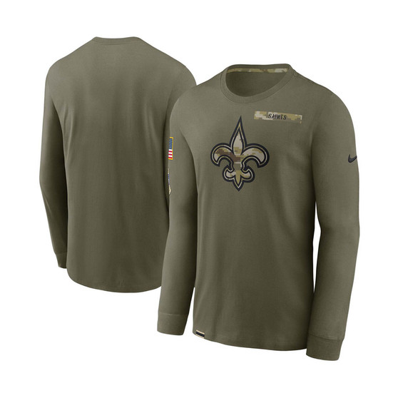 Men's Olive New Orleans Saints 2021 Salute To Service Performance Long Sleeve T-Shirt
