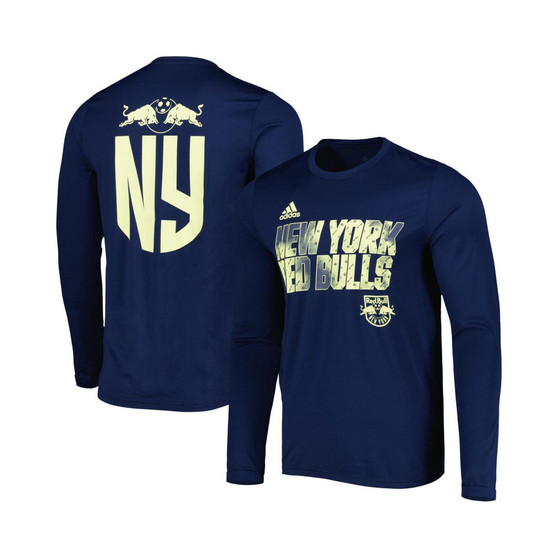 Men's Navy New York Red Bulls Jersey Hook AEROREADY Long Sleeve T-shirt