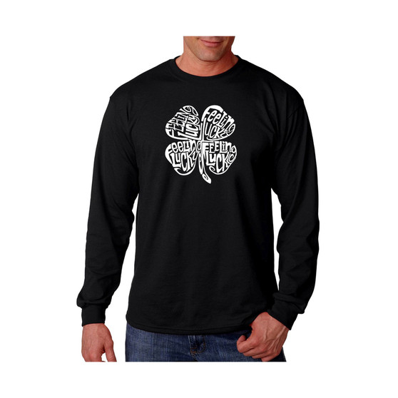 Men's Word Art Long Sleeve T-Shirt - Feeling Lucky