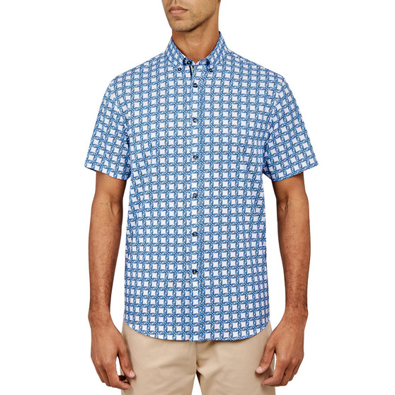 Men's Classic-Fit Non-Iron Performance Stretch Allover Circle Button-Down Shirt