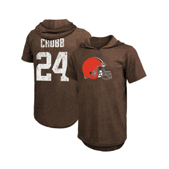 Men's Fanatics Nick Chubb Brown Cleveland Browns Player Name and Number Tri-Blend Hoodie T-shirt